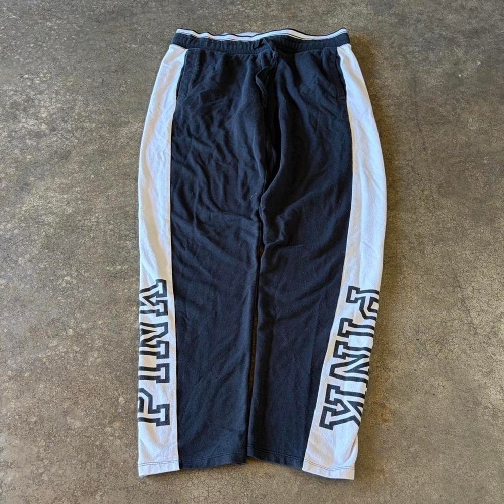 Vintage‎ Y2K PINK Victoria's Secret Black Jogger Sweatpants Womens Small